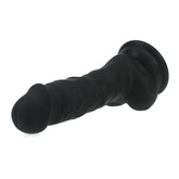 Realistic Dildo with Veined Shaft and Balls in Black Silicone Dongs Realistic